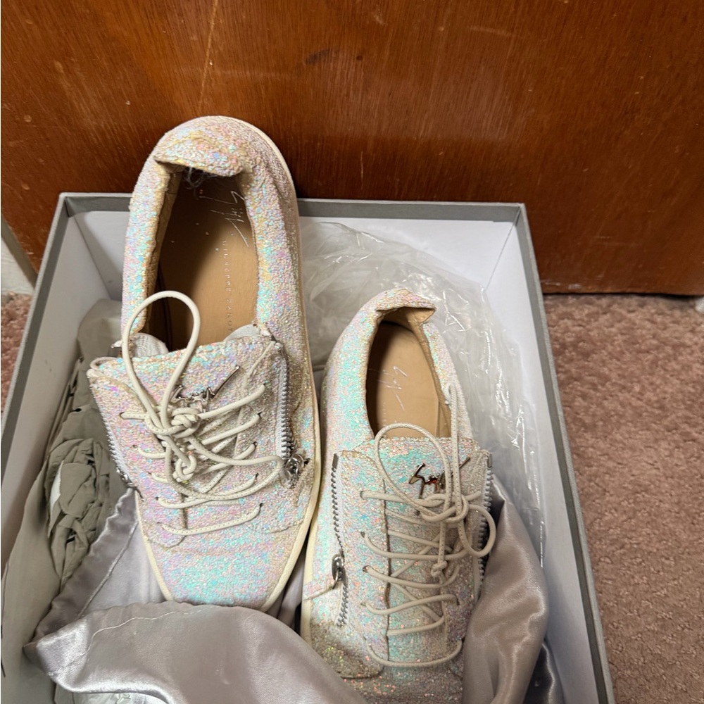 Giuseppe Zanotti Glittery Sneakers with Zipper Detail - Picture 4 of 5